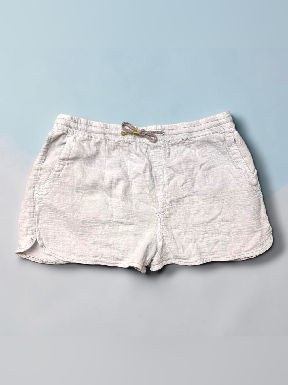 Pilcro Anthropologie Crinkle Cotton Gauze Drawstring Shorts White Paisley SizeXL